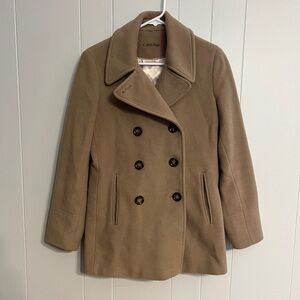 Calvin Klein Pea Coat Sz 6‎ tan